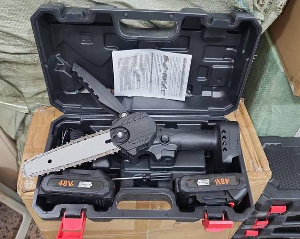 Astound Handheld Electric Chainsaw for Wood and Logs Yard Work Chainsaw with 2 Batteries & Charger Cordless Chainsaw