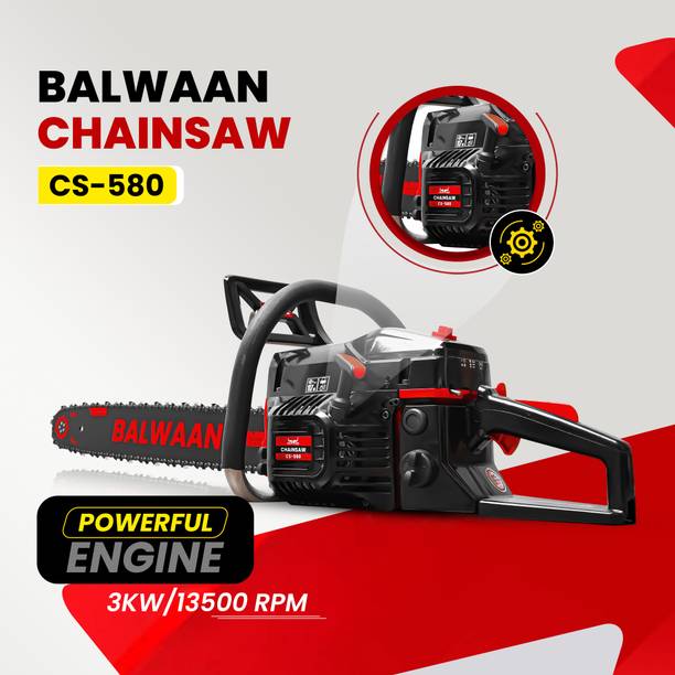 Balwaan Krishi CS-580 Petrol Chainsaw, 58cc 2-Stroke Engine 24-inch Guide Bar, for Wood Cutting ,Gardening & Farm Use Woodcutter/ Fuel Chainsaw