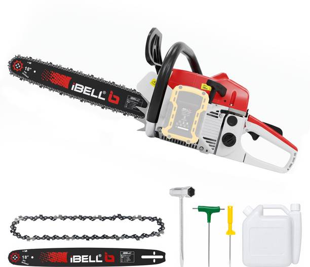 iBELL IBL 5821CS Gasoline Chainsaw with Electric Start, 58CC 2-Stroke Engine, 2.5KW Power, 18-Inch Guide Bar, 3000 RPM,8.25mm Chain Pitch,Petrol Chain Saw for Trees Fuel Chainsaw