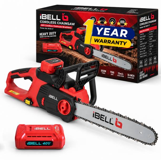 iBELL IBL BS40-17 Cordless Chainsaw 40V DC, 1650W Electric Power Saw for Wood Cutting, 16-Inch (405mm) Guide Bar Battery, 7500RPM High-Speed Motor, 15m/s Chain Speed, Cordless Chainsaw