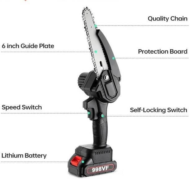 Voltegic 2BEC-54 Procut One Hand Mini Electric Chain Saw, 2 Pcs Rechargeable Battery Cordless Chainsaw