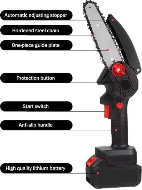 WunderVoX Electric Mini Chainsaw 48V 6 Inch Cordless Double Battery Cutter Electric Mini Chainsaw 48V 6 Inch Cordless Double Battery Cutter Cordless Chainsaw