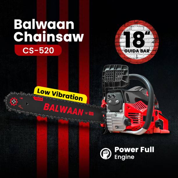 Balwaan Krishi CS-520 Petrol Chainsaw, 52cc 2-stroke Engine, 18inch Guide Bar for Cutting Woods ,Garden Yard, Agriculture Woodcutter, Trimming Branches Fuel Chainsaw
