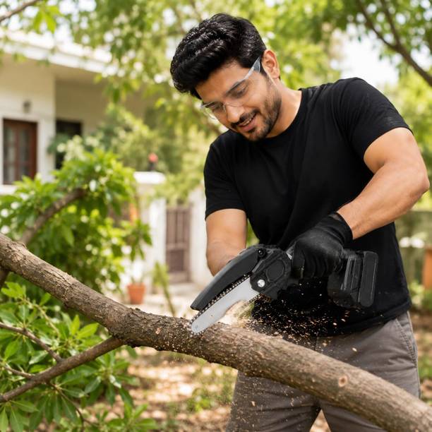 WunderVoX Portable 48V Mini Chain Saw 6 Inch Cordless Wood Cutting Tool Portable 48V Mini Chain Saw 6 Inch Cordless Wood Cutting Tool Cordless Chainsaw