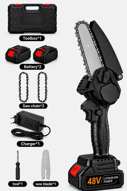 MAADHARI Cordless Mini Chainsaw 48V Battery Powered Electric Chain Saw 48V Cordless Mini Chainsaw | Battery Powered Electric Chain Saw with 2 Batteries Cordless Chainsaw