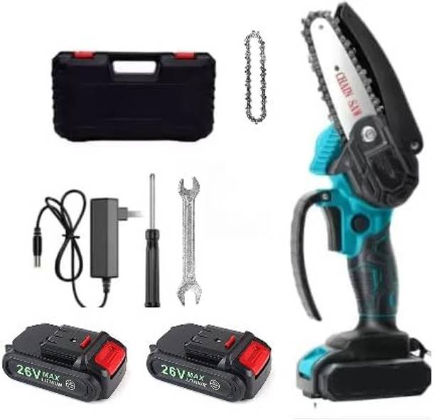 LABDHI SPRAYER Mini Cordless Chainsaw, 6 inch, 6V Battery Operated, Dual Battery, One extra chian Heavy Duty Wood Cutting and Pruning Tool Cordless Chainsaw