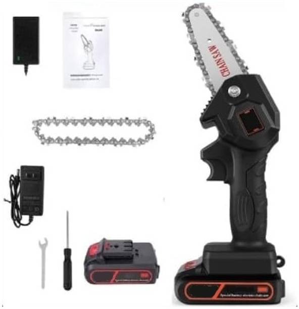 Xydrozen 2BEC-98 DOUBLE BATTERY Mini Electric Chain Saw, 2 Pcs Rechargeable Battery Cordless Chainsaw