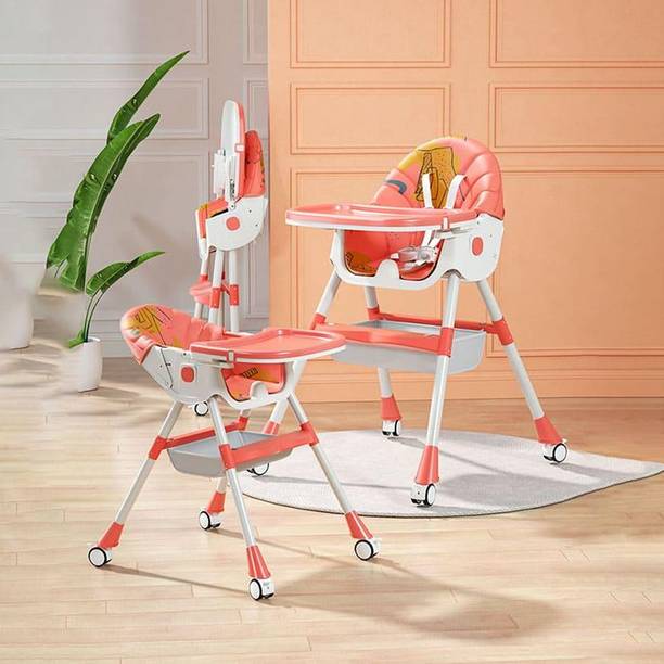 StarAndDaisy Folding Baby High Chair Recline Highchair Height Adjustable Feeding Seat Wheels