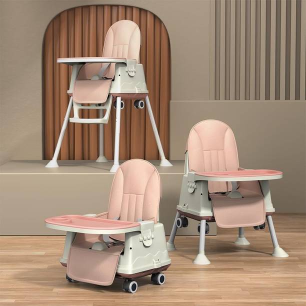 StarAndDaisy Folding Baby High Chair Recline Highchair Height Adjustable Feeding Seat Wheels *UPGRADED VERSION with wheel and PU cushion pad*