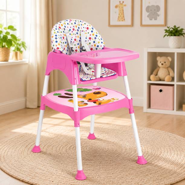 Delhi Retailer Deluxe Kids High Chair for Feeding with 3-Point Safety Harness & Anti-Skid Legs