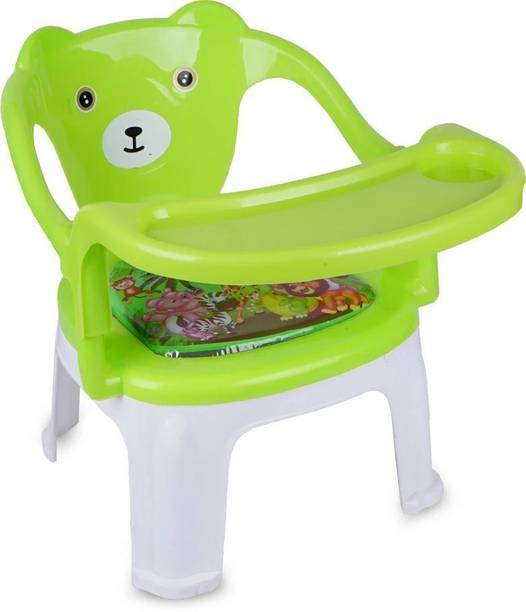 asian Kids Bear-Themed Feeding Chair with Tray – Green & White