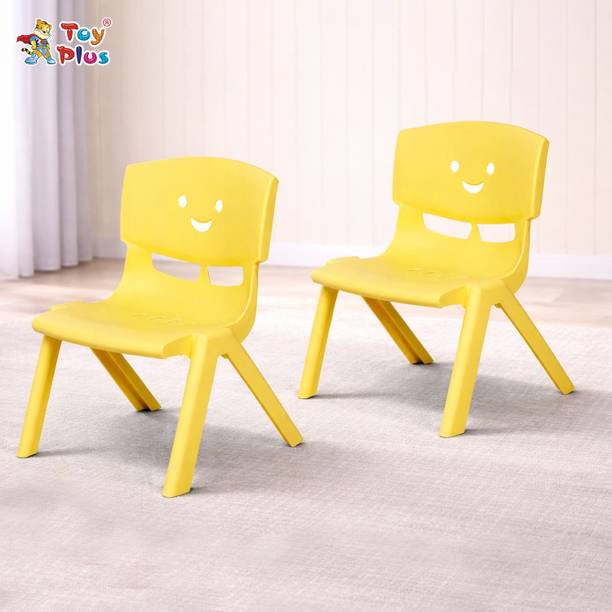 Toy Plus Smiley Baby Chair, Plastic Study Chair for Kids, Set of 2 Plastic Chair