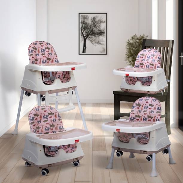 LuvLap High Chair with Wheels, 3 Height Adjustments, Cushion for Comfort