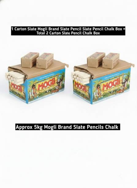 Mogli Slate pencil Mogli White Slate Pencil Chalk for School | Pack of 2 | 25 Chalks per Pack