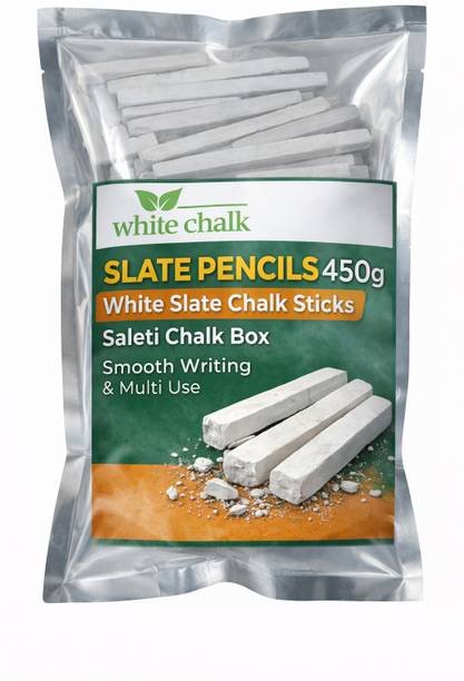 CHALKK White Slate Pencil 450g Natural Slate Chalk Sticks Saleti Chalk Box Smooth Slate Chalk Edible Chalk for Eating White Slate Pencil