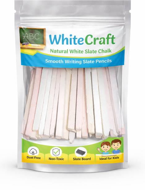 CHALKK White Slate Chalk Pencil for Kids School Smooth Writing Non Toxic Chalk Stick Slate Chalk Edible Chalk for Eating White Slate Pencil