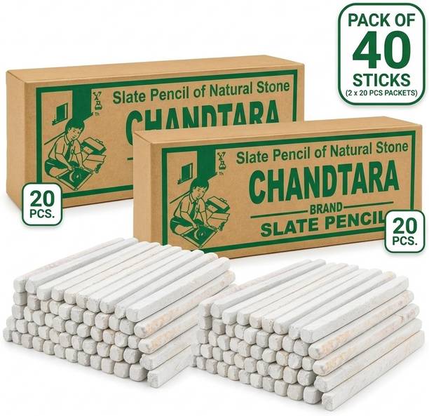chandtara Slate Pencil of Natural Stone 2 Packets × 20 Sticks Writing Slate Pencil