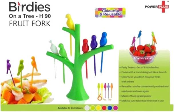 Elena Birdies Fruit Fork Set with Stand Reusable Food Picks Colorful Party Multicolor Changing Table