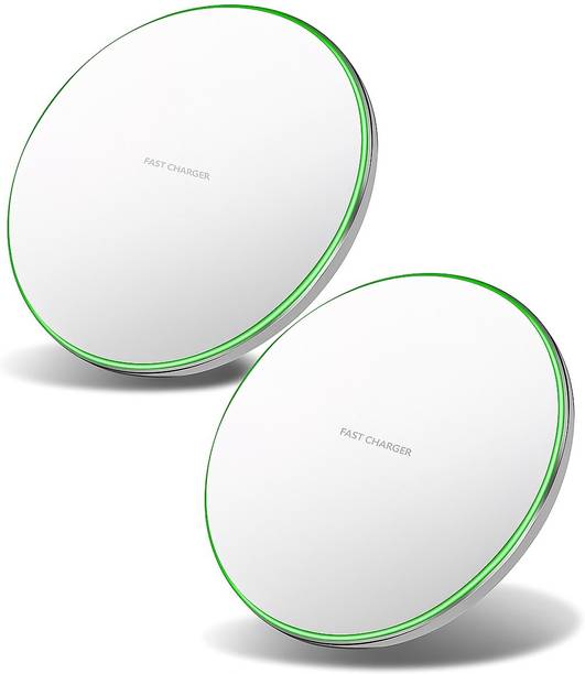 X88 Pro Wireless Round Charger White Pack of 2|Ultra Slim Wireless MobileCharger Charging Pad