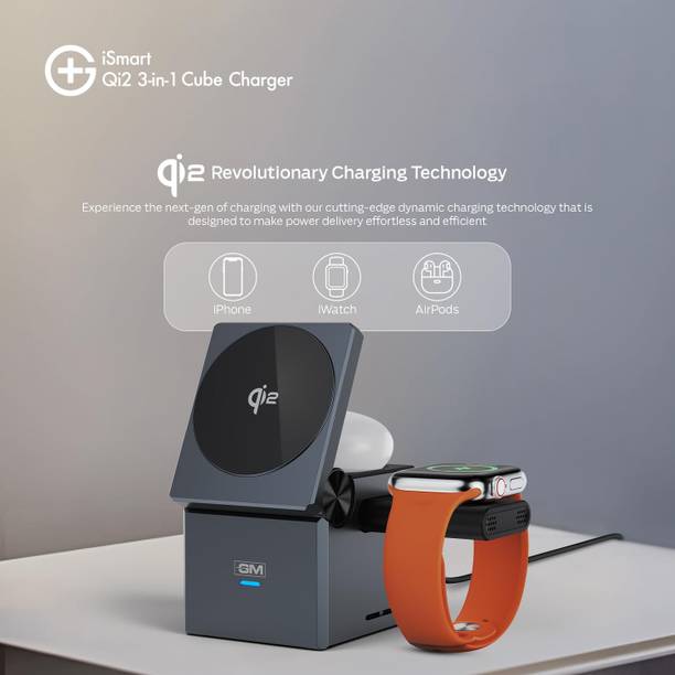 Viraan 3-in-1 Desktop Wireless Charger Station Fast Charging Design Charging Pad