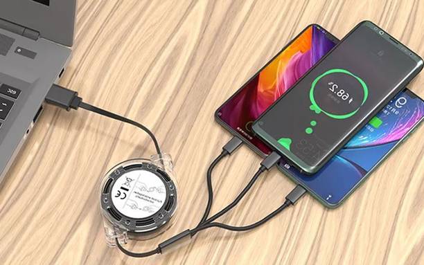 G2L HOT SALE 3 in 1 fast Charging Type-C Micro Phone Smart Charge 3 Port Data Cable Charging Pad