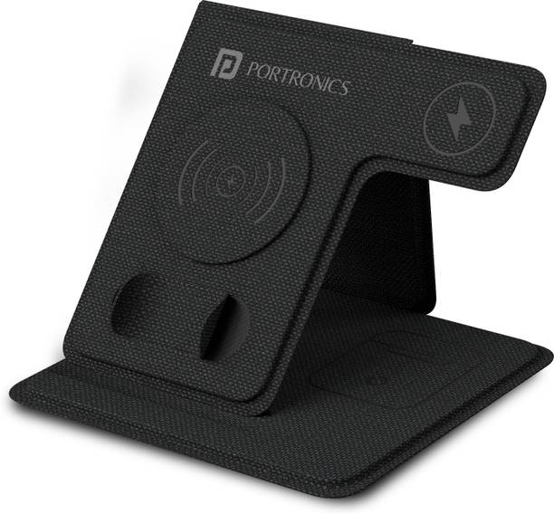 Portronics Freedom Fold 3 15W 3 in 1 Foldable MagSafe Compatible Wireless Charger Charging Pad