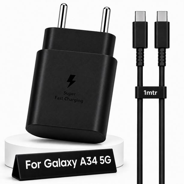 Zybux Samsung 25W Original Type-C Superfast Galaxy A34 5G Mobile Charger Adapter Cable Charging Pad
