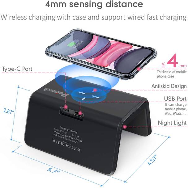 SOLUTIONS-365 Wireless Digital Charging for iPhone Samsung Galaxy & Digital Alarm Clock Charging Pad