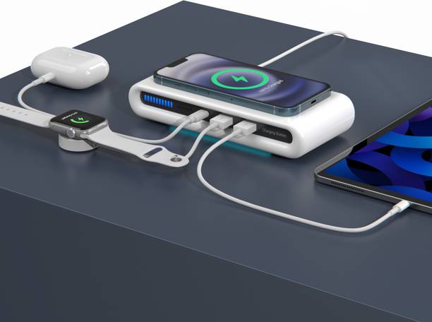 iCruze Digital 4-in-1 Wireless Charging station Hub with 15W wireless chager Charging Pad