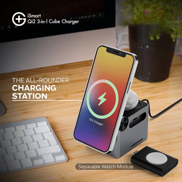 Viraan Compact 3-in-1 Wireless Charging Station for Desk & Bedside Charging Pad