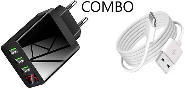 X88 Pro 3-Port LED Adapter+USB to C Cable Combo|Durable|Fast Charge| For Mobile & Laptop Charging Pad