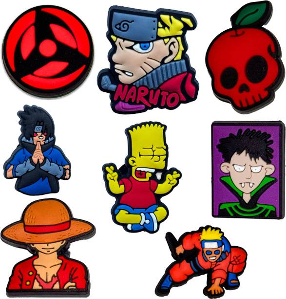 house of common Set of 8 Cool Shoe Charms - Naruto, Bart, Straw Hat & More for Clogs Rubber Shoe Charm