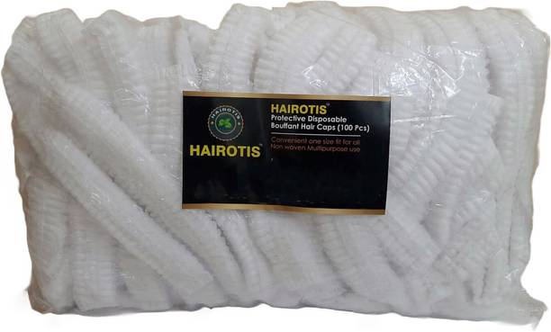 hairotis Disposable Bouffant Caps(100 pc) White Hair Net Medical Food Industry Kitchen Restaurants Chef Hat
