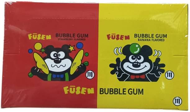 Fusen Bubble Gum, (5 Strips x 24) Strawberry and Banana Flavoured Chewing Gum