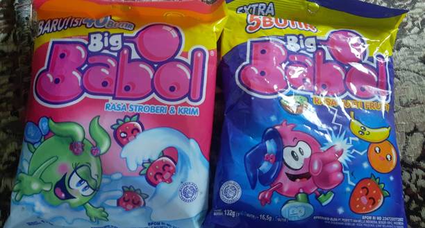 Big Babol Chewing Gum Strawberry & Blue Berry 132gm Each Strawberry, Blue Berry Chewing Gum