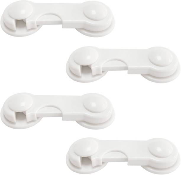 SYGA Baby Safety Locks Uses Dual AdhesiveTape ChildProof Cabinets Drawer(White 4 Pcs) Child Safety Latch Lock
