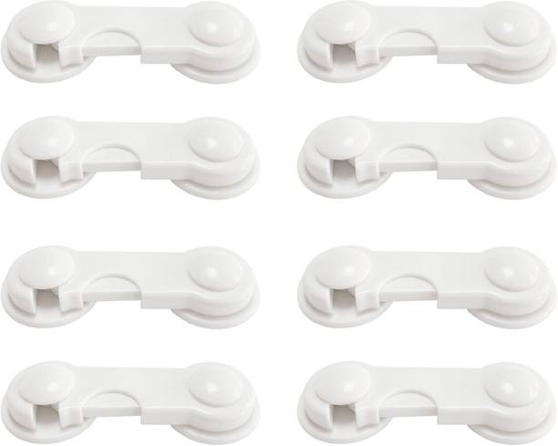 SYGA Baby Safety Locks UsesDual AdhesiveTape ChildProof Cabinets Drawers(White 8 Pcs) Child Safety Latch Lock