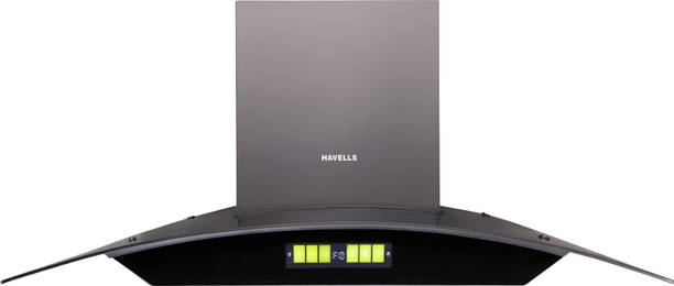 HAVELLS Polaris BLDC 60cm Curved Glass Kitchen Chimney Auto Clean Wall Mounted Black 1600 CMH Chimney