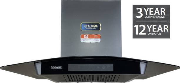 Hindware RAYLENE 90CM 1700CMH; ENERGY EFFICENT BLDC MOTOR AND MOTION SENSOR (YEAR 2023) Auto Clean Wall Mounted GREY 1700 CMH Chimney
