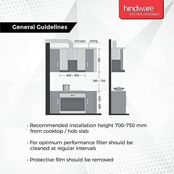 Hindware DIVINA 75CM 1200CMH AUTOCLEAN CHIMNEY WITH MOTION SENSOR ( LAUNCH YEAR 2022 ) Auto Clean Wall Mounted Chimney  (BLACK 1200 CMH)