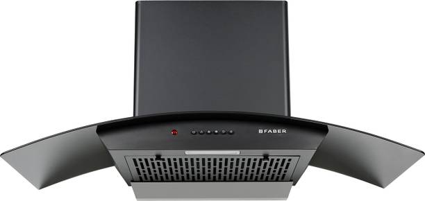 FABER HOOD ALPHA IN HC PB FL BK 90 Auto Clean Curved Glass 90 cm| Autoclean| Filterless|Powerful Suction | Low Noise Wall Mounted Black 1100 CMH Chimney