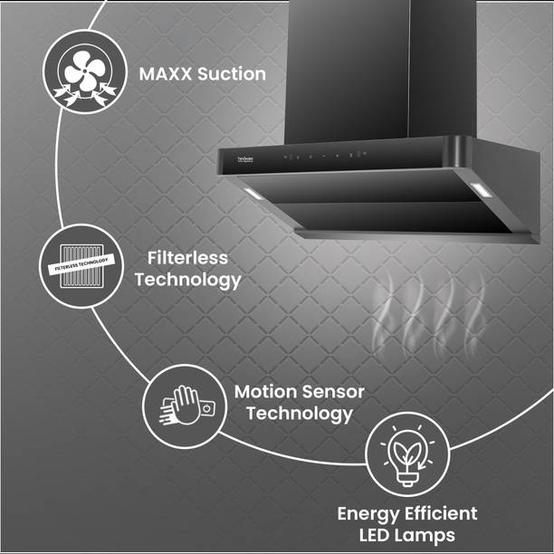 Hindware Delecia Autoclean 75 Auto Clean Wall Mounted Chimney  (Black 1350 CMH)