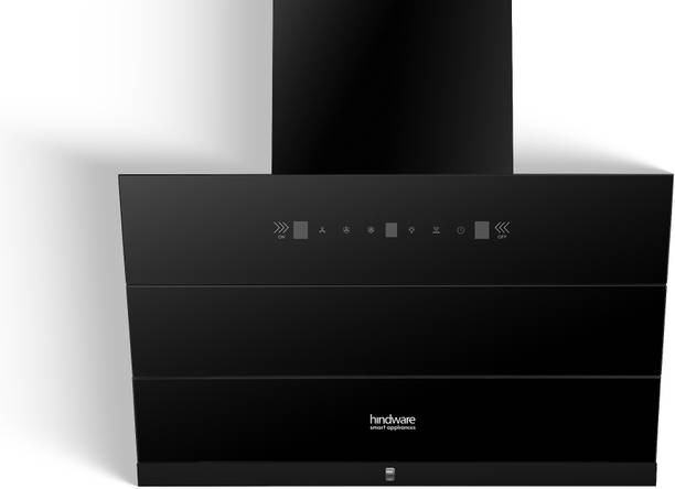 Hindware Smart Appliances Greta Neo 90 Auto Clean | Maxx Technology | Slant | Filterless | Touch Control | Motion Sensor | 10 Years Motor Warranty | Energy Efficient LED Light | Powerful Suction | Low Noise | Wall Mounted Black 1350 CMH Chimney