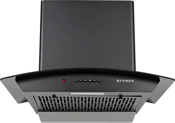 FABER HOOD ALPHA IN HC PB FL BK 60 Auto Clean Curved Glass 60 cm| Autoclean| Filterless|Powerful Suction | Low Noise Wall Mounted Black 1100 CMH Chimney