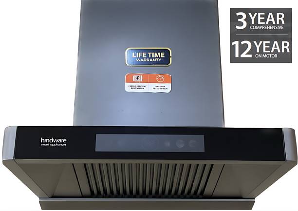 Hindware MARCELLA 60CM 1700CMH; ENERGY EFFICENT BLDC MOTOR AND MOTION SENSOR (YEAR 2023) Auto Clean Wall Mounted GREY 1700 CMH Chimney