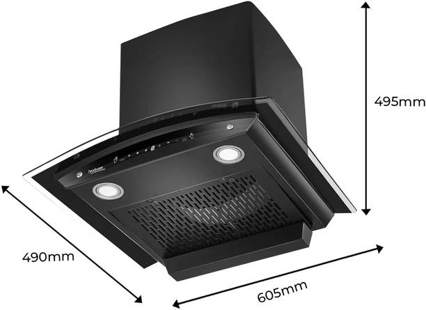 Hindware CHROMIA BLK RSN AC 60 | Filterless | 3 Speed Gesture Control | Thermal Auto Clean Wall Mounted Chimney  (Black 1200 CMH)