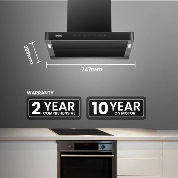 Hindware Delecia Autoclean 75 Auto Clean Wall Mounted Chimney  (Black 1350 CMH)