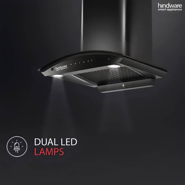 Hindware CHROMIA BLK RSN AC 60 | Filterless | 3 Speed Gesture Control | Thermal Auto Clean Wall Mounted Chimney  (Black 1200 CMH)