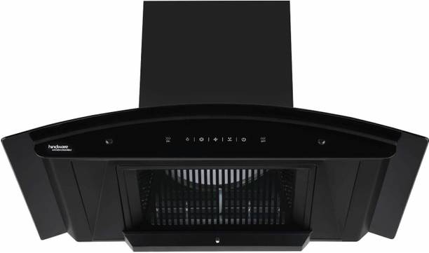 Hindware Divina 90 Cm Wall Mounted Chimney , Filter-less , Free 4 Water Bottle Auto Clean Wall Mounted Black 1200 CMH Chimney