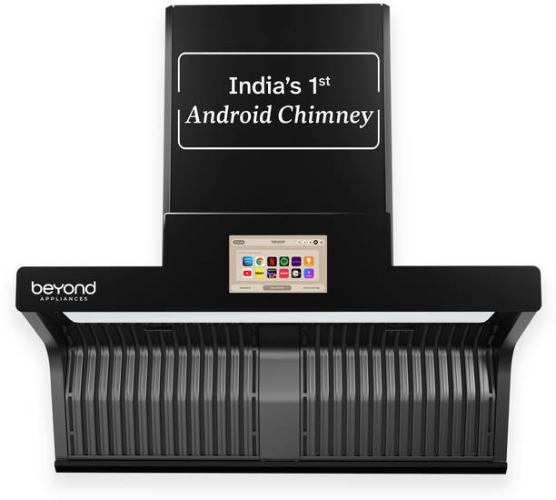 Beyond Appliances Orion 90cm Android Chimney Auto Clean Filterless |Smart Screen & Speaker | Touch Control | Android Chimney Wall Mounted Black 1600 CMH Chimney